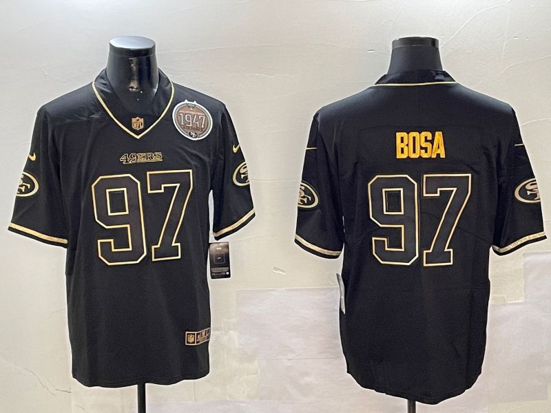 Men San Francisco 49ers #97 Bosa Black Gold Throwback 2024 Nike Limited NFL Jersey style 2
